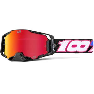 Lunettes de motocross 100% Armega Hiper Jett Special avec plexiglas rouge