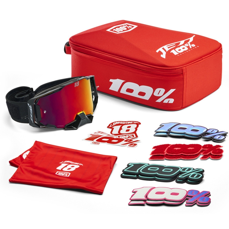Lunettes de motocross 100% Armega Hiper Jett Special avec plexiglas rouge