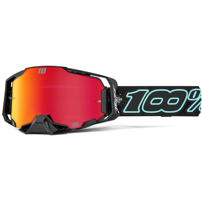 Lunettes de motocross 100% Armega Hiper Jett Special avec plexiglas rouge