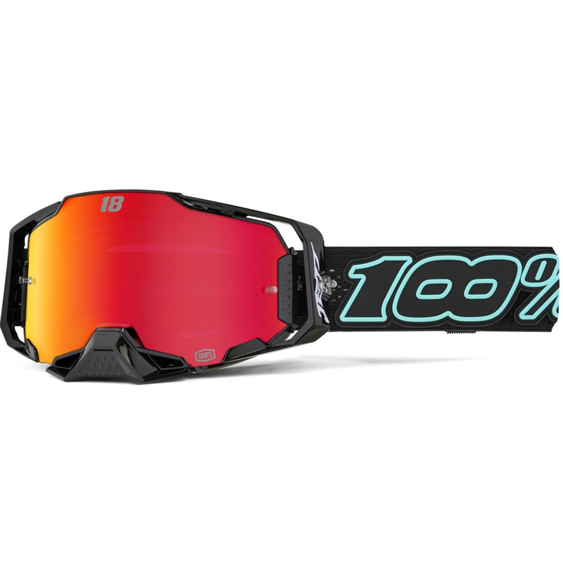 Lunettes de motocross 100% Armega Hiper Jett Special avec plexiglas rouge