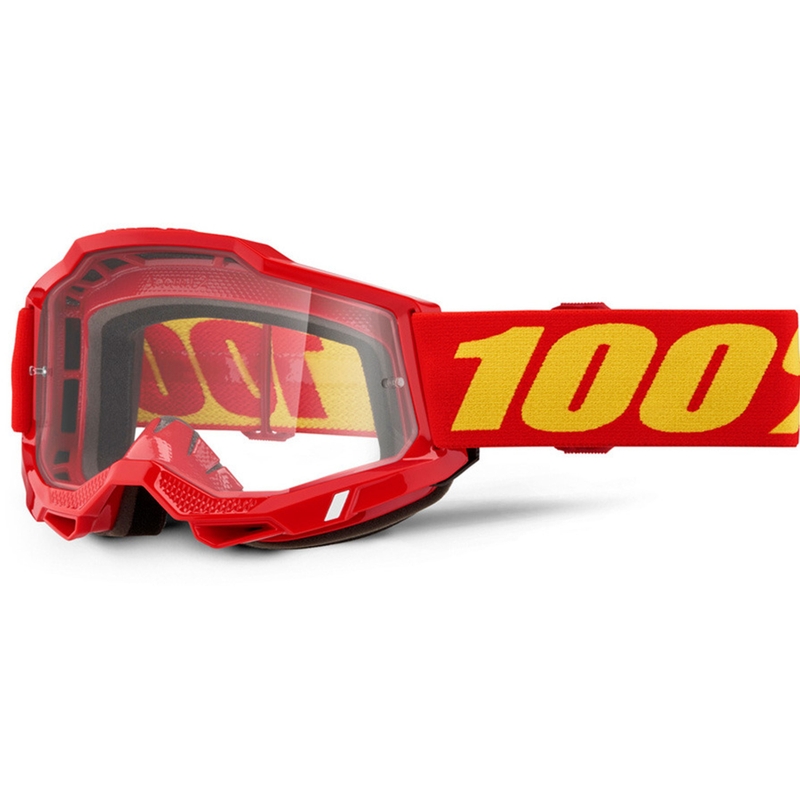 Lunettes de motocross 100% Accuri 2 rouges avec plexiglas transparent