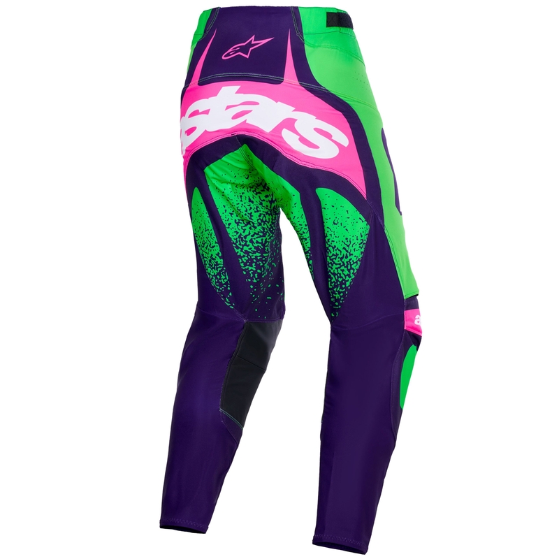 Motokrosové kalhoty Alpinestars Techstar Nomur tmavě fialovo-zeleno-fluo růžové