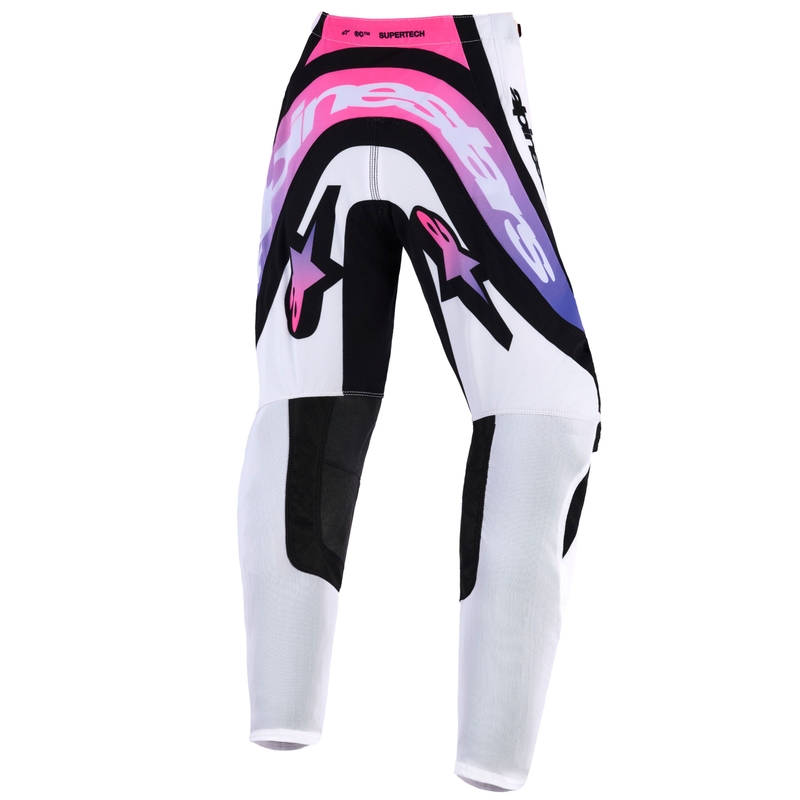 Dětské motokrosové kalhoty Alpinestars Supertech Vista bílo-fialovo-černé