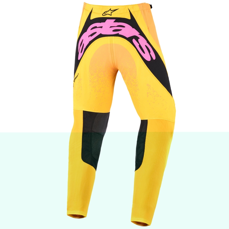Dětské motokrosové kalhoty Alpinestars Techstar Nomur oranžovo-žluto-růžové
