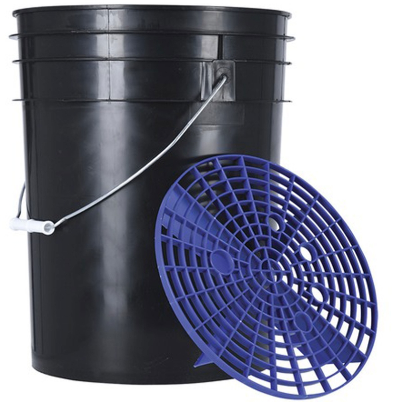 Seau avec grille anti-goutte Oxford noir-bleu