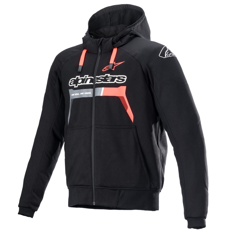 Sweat à capuche Alpinestars Chrome Ignition noir-rouge-gris fluo-blanc