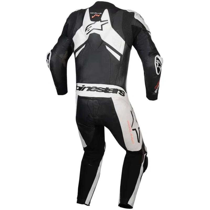 Combinaison en cuir Alpinestars GP Plus V4 Sprint, compatible Tech-Air, noir, blanc, rouge fluo