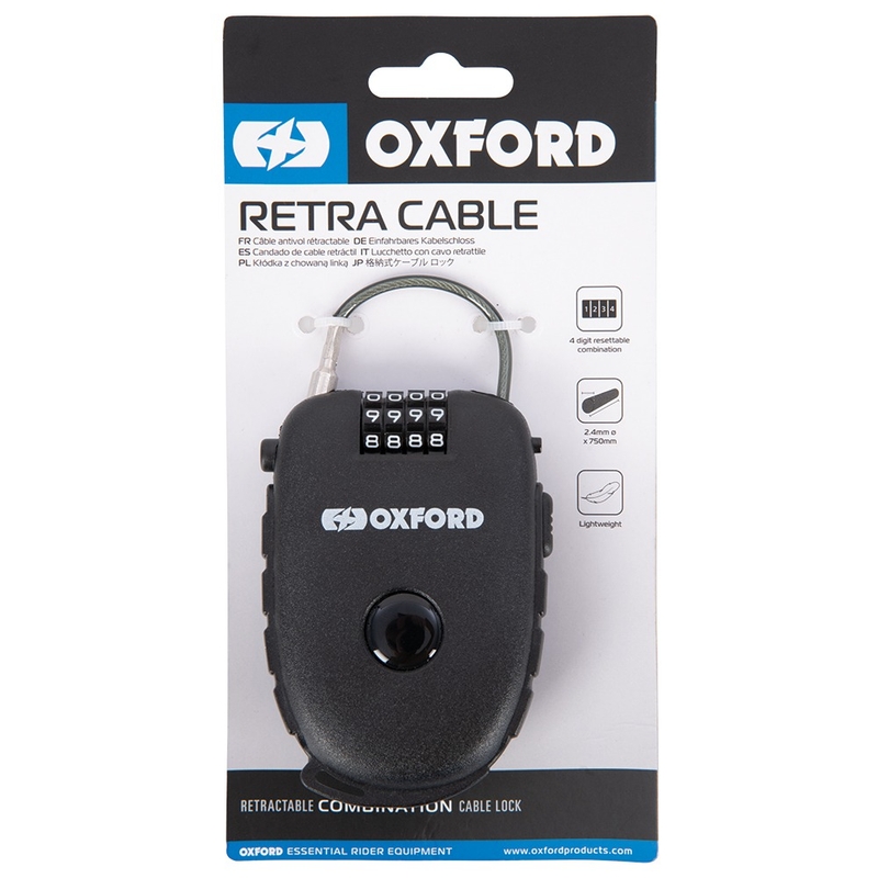Cadenas à combinaison rétractable Oxford noir