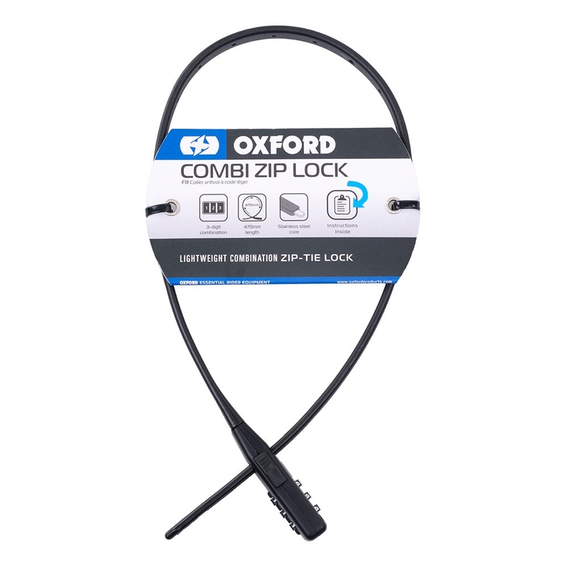 Fermeture à glissière Oxford Combi pour casques et accessoires, noir