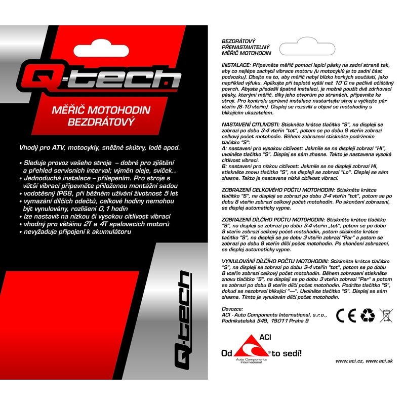 Compteur horaire sans fil avec compteur réinitialisable Q-TECH noir