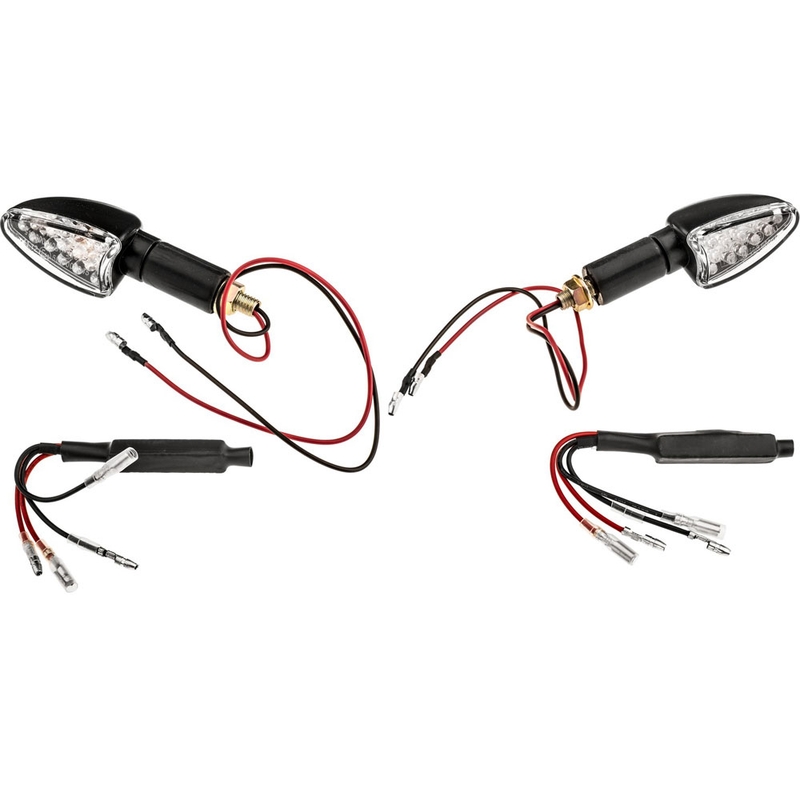 Clignotants Oxford LED Arrow longs avec lentille transparente et boîtier noir