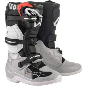 Bottes de motocross Alpinestars TECH 7 S pour enfant, noir, argent, blanc et or