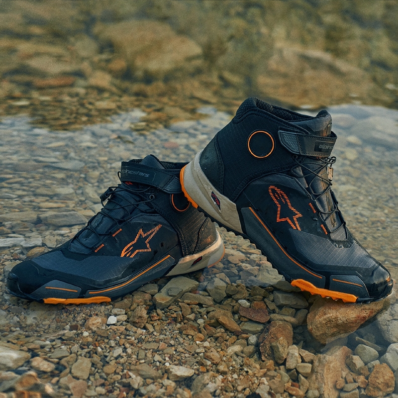 Bottes de moto Alpinestars CR-X Drystar noir-marron-orange