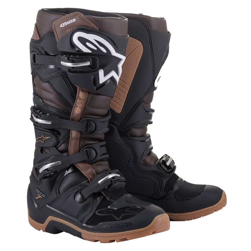 Bottes moto Alpinestars Tech 7 Enduro Noir-Marron foncé