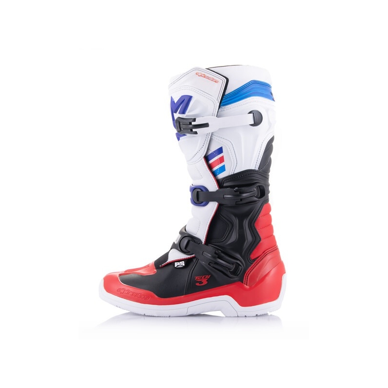 Bottes de motocross Alpinestars TECH 3 blanc-noir-bleu-rouge