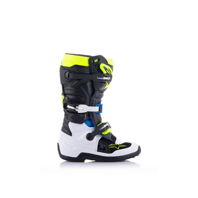 Bottes moto enfant Alpinestars Tech 7 S noir-blanc-jaune fluo-bleu