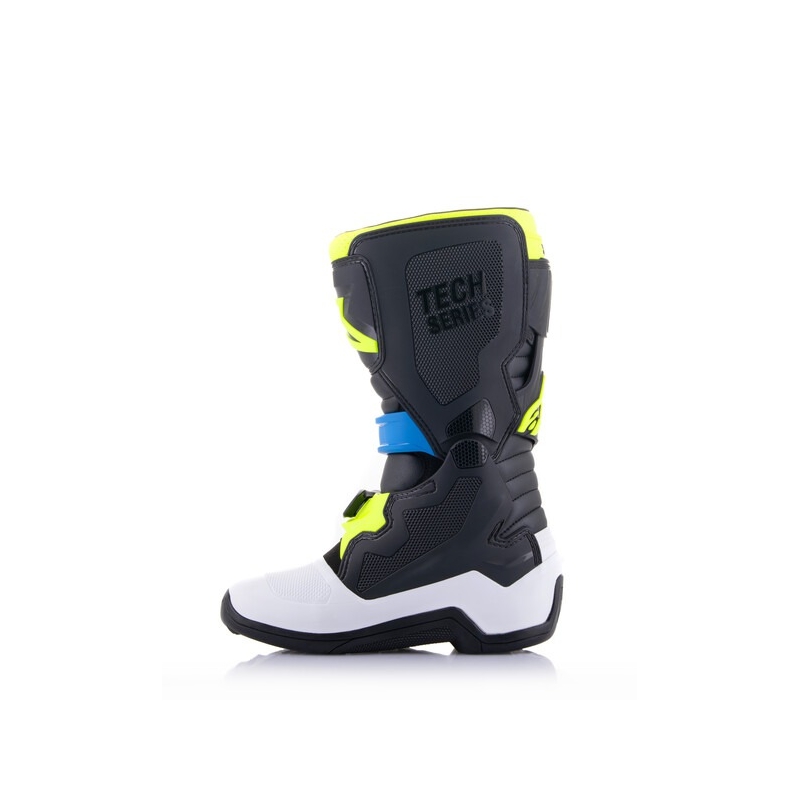Bottes moto enfant Alpinestars Tech 7 S noir-blanc-jaune fluo-bleu