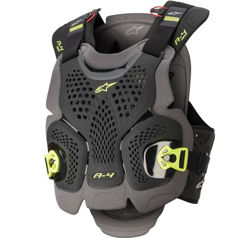 Protection de poitrine Alpinestars A-4 MAX noir-anthracite-jaune fluo