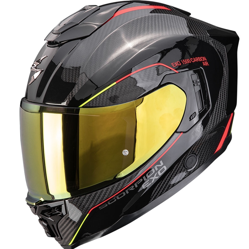 Casque intégral de moto Scorpion EXO-1500 Carbon Air Mundi Noir-Rouge-Jaune