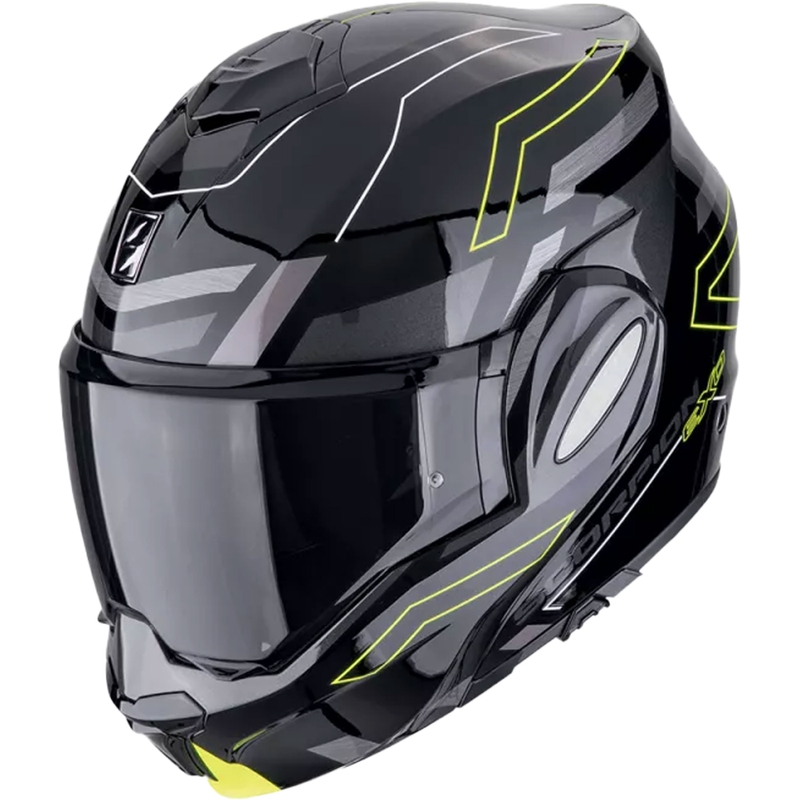 Casque moto pliable Scorpion EXO-TECH EVO CONQUER noir-jaune fluo