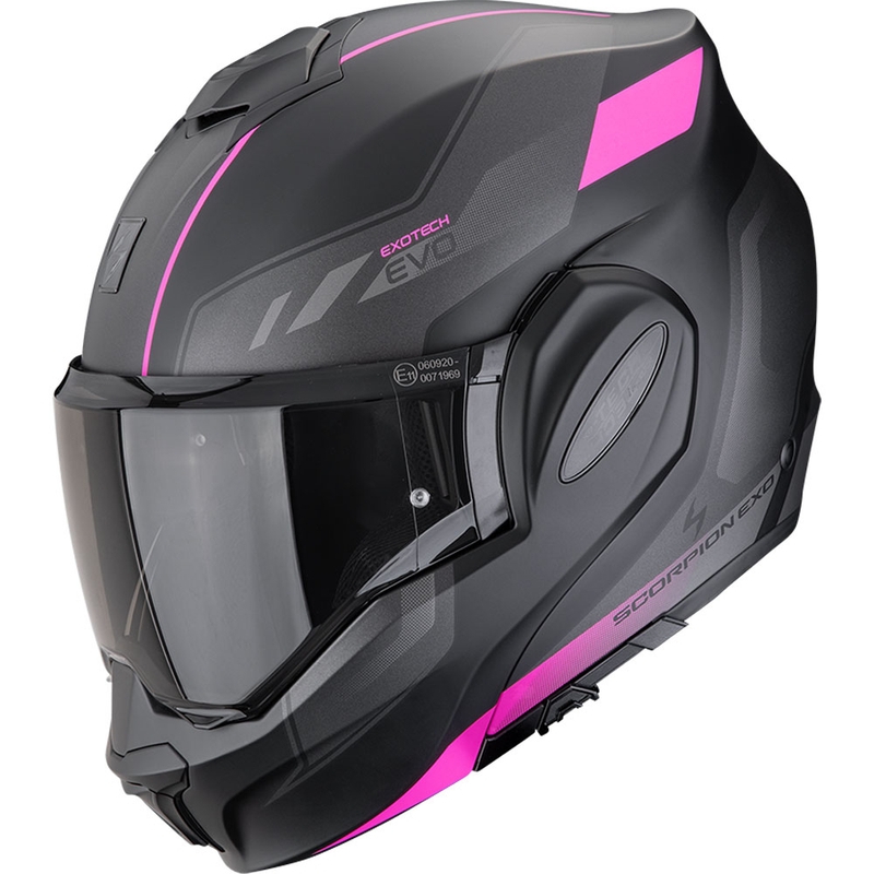 Casque moto modulable Scorpion EXO-TECH EVO Socius noir mat-rose