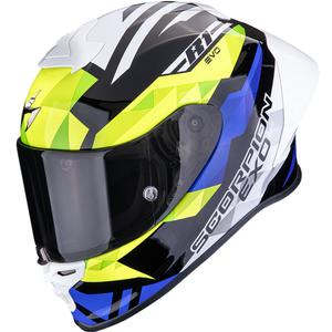 Casque moto intégral Scorpion EXO-R1 EVO II Air Valere noir-bleu-jaune fluo