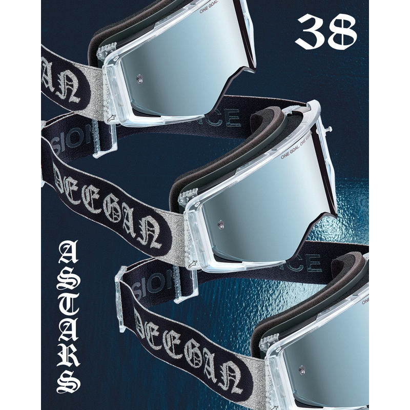 Lunettes de motocross Alpinestars Supertech Vision DNGR38 XXV noir-argent avec plexiglas argent miroir