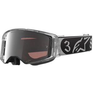 Lunettes de motocross Alpinestars Supertech Vision DNGR38 XXV noir-argent avec plexiglas argent miroir