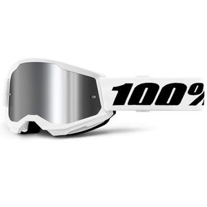 Dětské motokrosové brýle 100% STRATA 2 bílé se stříbrným plexi