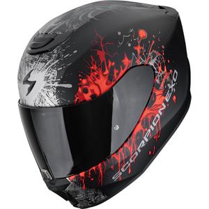 Casque moto intégral Scorpion EXO-391 Wolf noir mat-argent-rouge