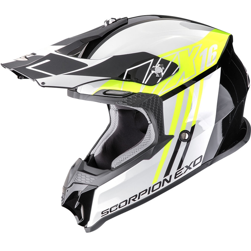 Casque motocross Scorpion VX-16 EVO Air Lignes noir-jaune fluo