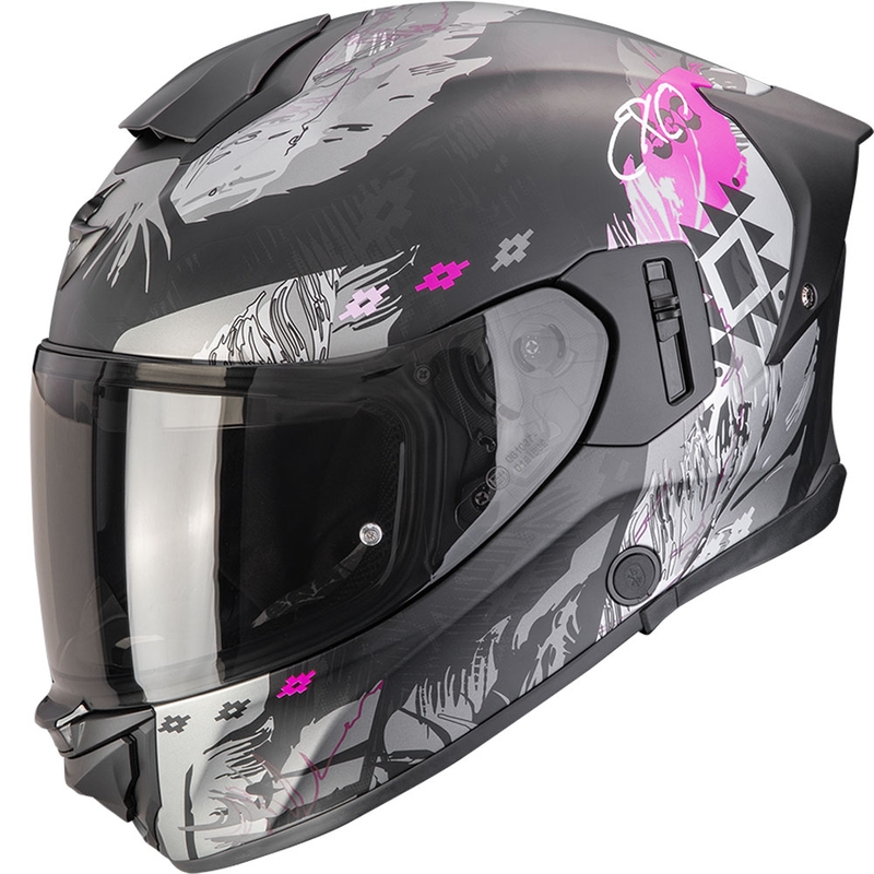 Casque moto intégral Scorpion EXO-530 Air Hadji noir-rose mat