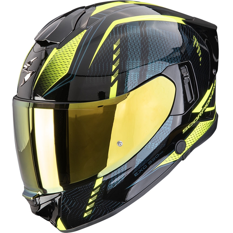 Casque intégral de moto Scorpion EXO-530 Air Theras noir et jaune fluo