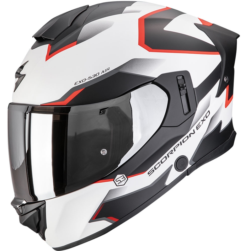 Casque moto intégral Scorpion EXO-530 Air Clip blanc mat-noir-rouge