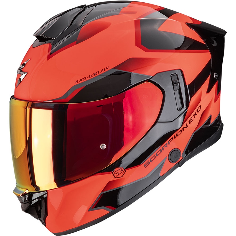 Casque intégral de moto Scorpion EXO-530 Air Clip rouge fluo et noir
