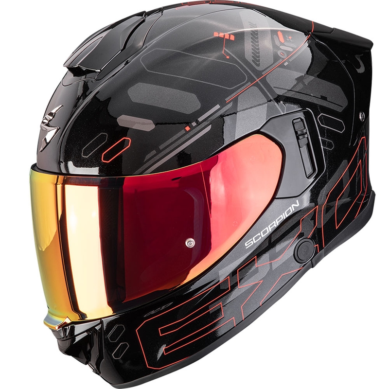 Casque moto intégral Scorpion EXO-530 Air Fond noir métallisé-rouge