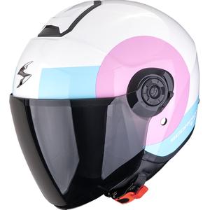 Casque moto ouvert Scorpion EXO-CITY II Sheer Blanc-Rose-Bleu clair