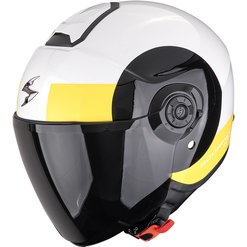 Casque moto jet Scorpion EXO-230 Hipe blanc-noir-jaune fluo