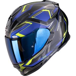 Casque moto intégral Scorpion EXO-491 Zumo noir-bleu-jaune fluo