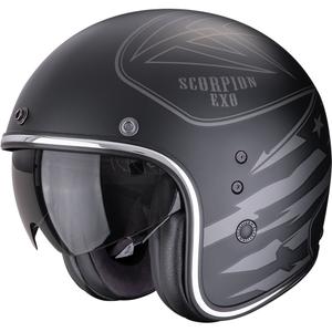 Casque moto ouvert Scorpion Belfast Dawg, noir mat et argent