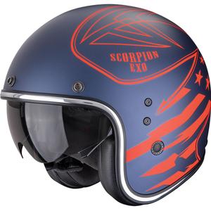 Casque moto ouvert Scorpion Belfast Dawg bleu-rouge mat