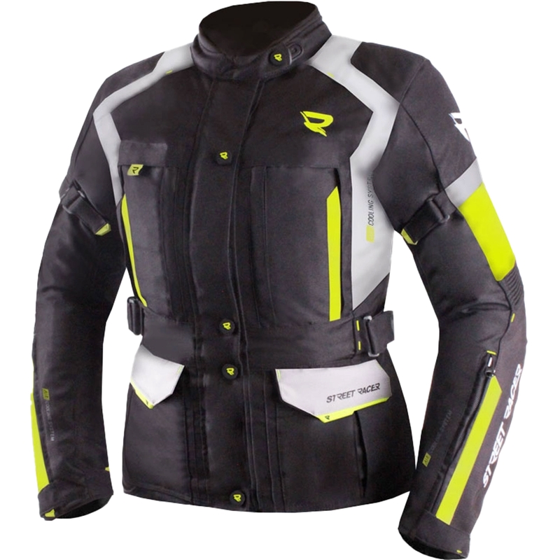 Blouson moto femme Street Racer Hilax noir-gris-jaune fluo