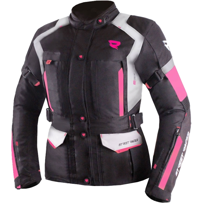 Veste de moto femme Street Racer Hilax noir-gris-rose