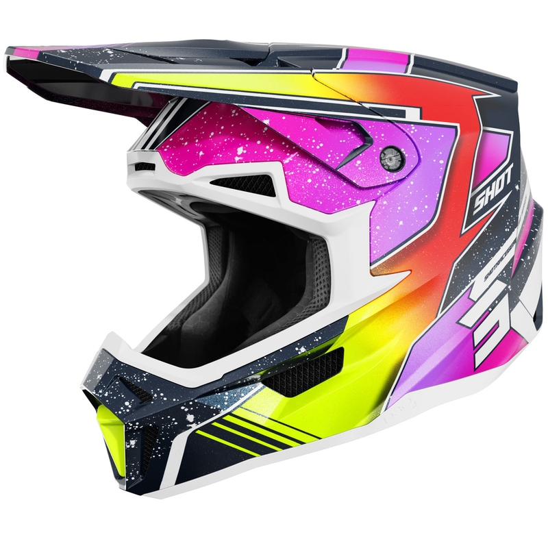 Motokrosová helma Shot Lite Racing perleťová modro-fluo žlutá