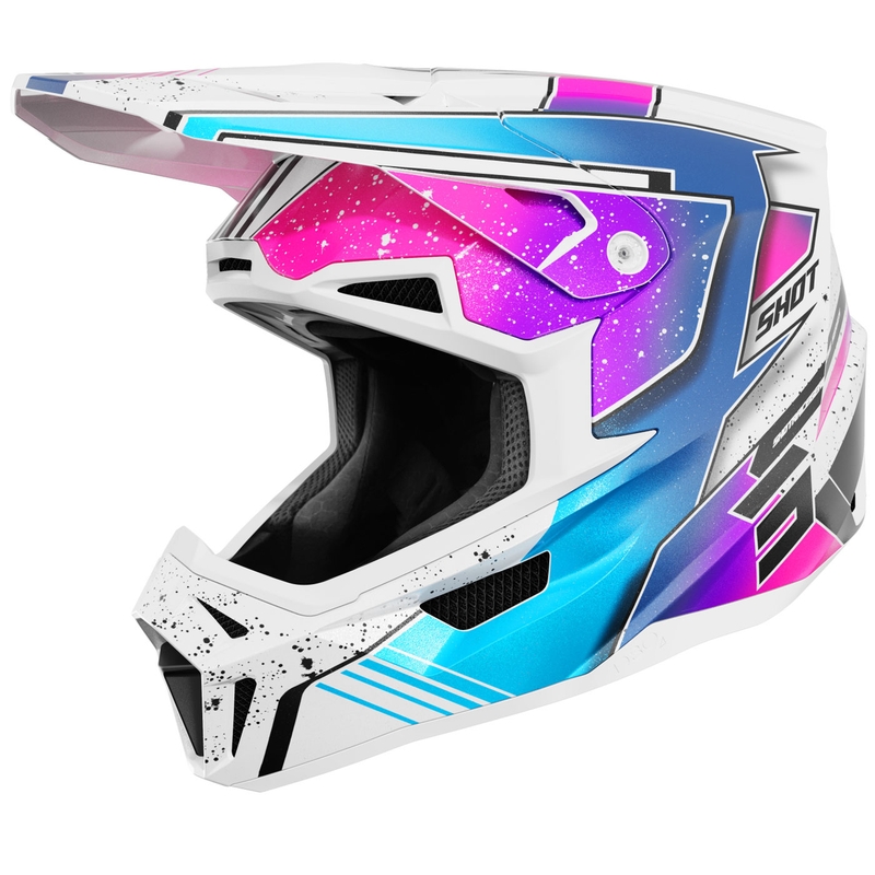 Motokrosová helma Shot Lite Racing perleťová bílo-růžová