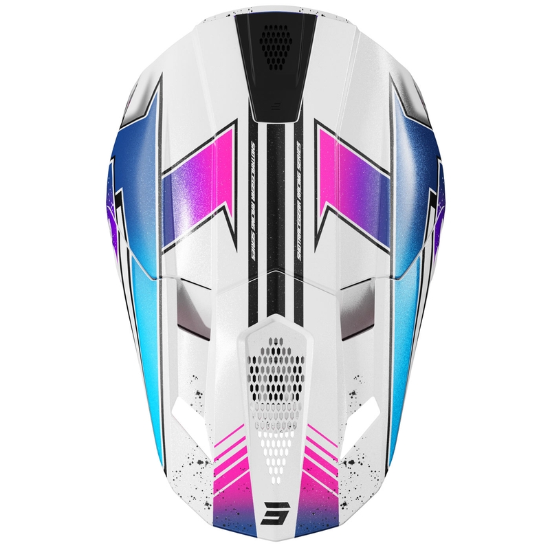 Motokrosová helma Shot Lite Racing perleťová bílo-růžová