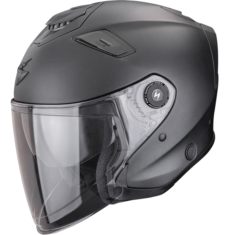Casque moto jet Scorpion EXO-GT, couleur noir nacré mat