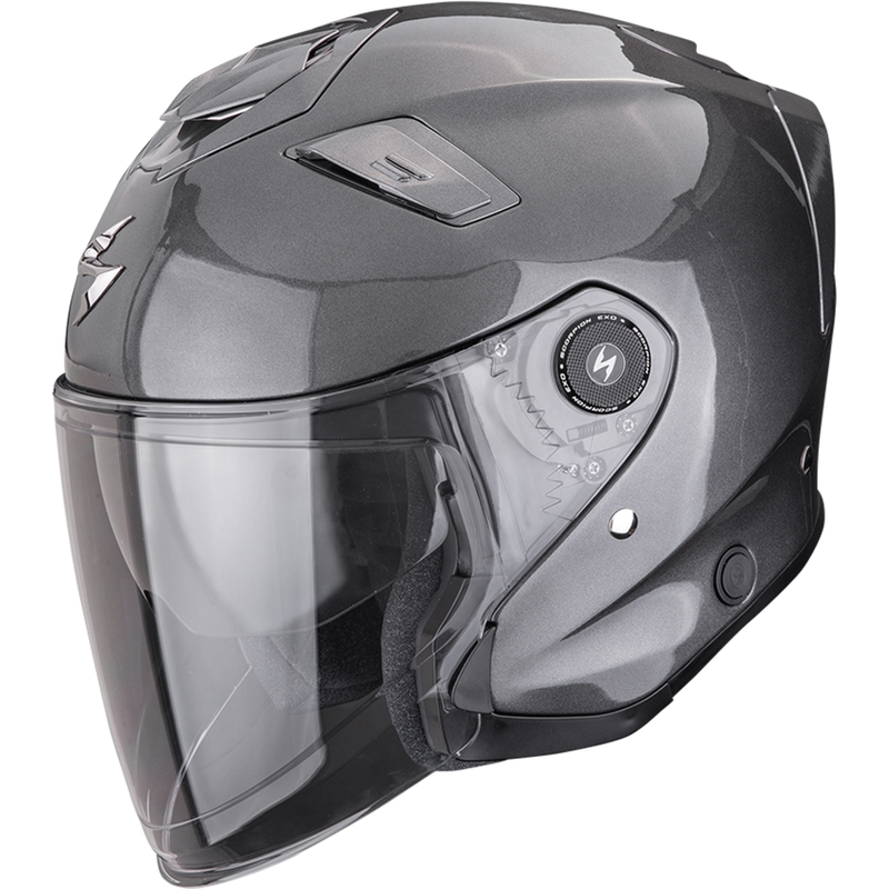 Casque moto jet Scorpion EXO-GT Jet Solid, gris métallisé