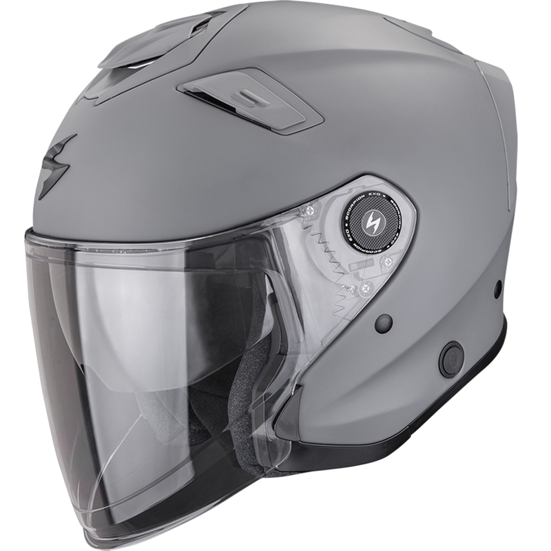 Casque moto jet Scorpion EXO-GT Jet Solid, gris ciment mat