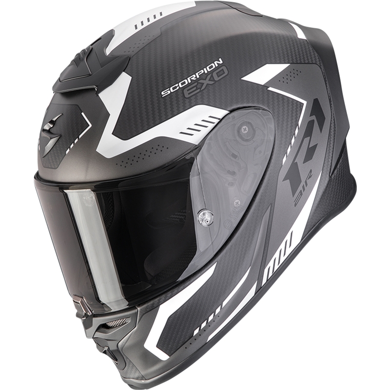 Casque moto intégral Scorpion EXO-R1 EVO II Carbon Air Propel, noir mat et argent